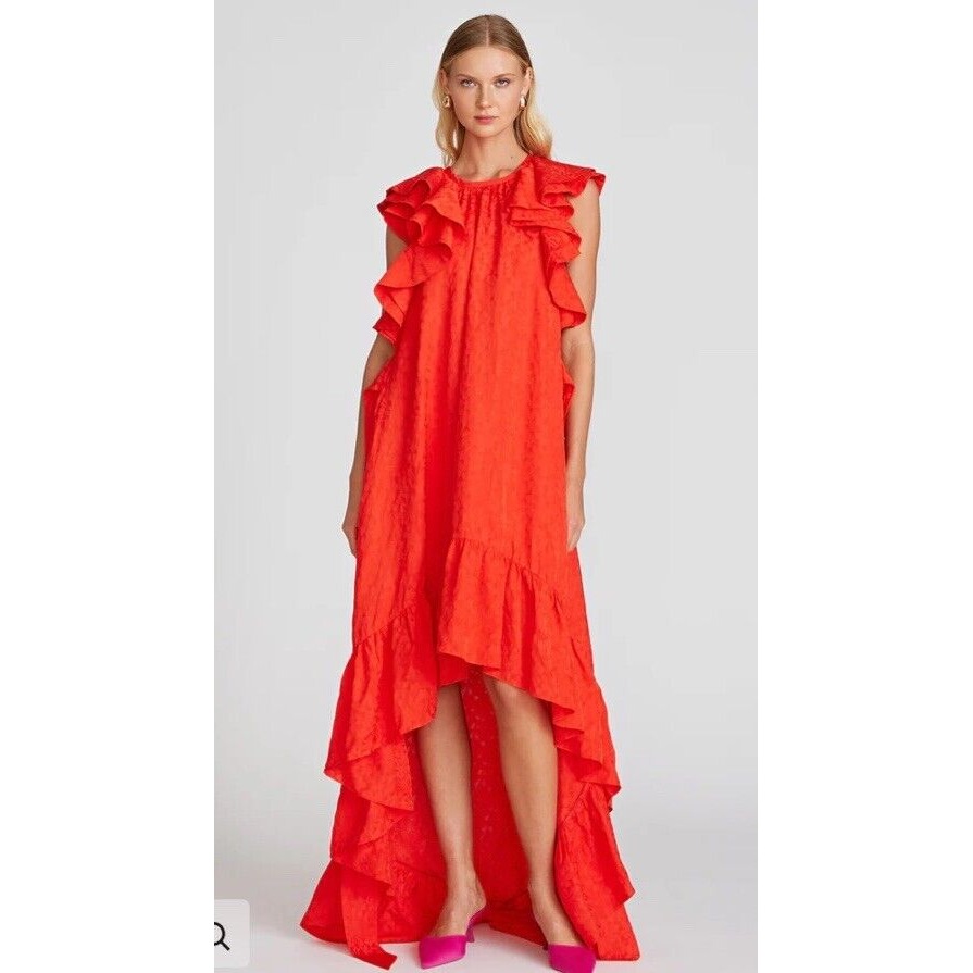 Amur Dress Dorota High Neck Ruffle Gown Scarlett Size 6
